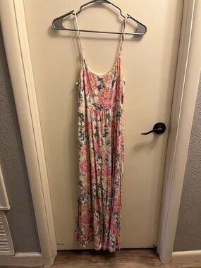 Z Supply Cream Floral Slip jumpsuitwith Pink & Yellow Accents